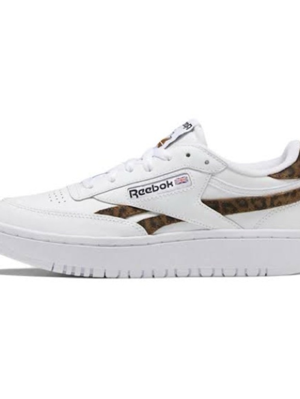 Reebok White Leather Sneakers with Leopard Accent
